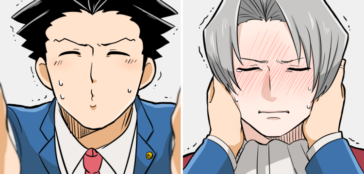 phoenix wright and miles edgeworth (ace attorney) drawn by arako