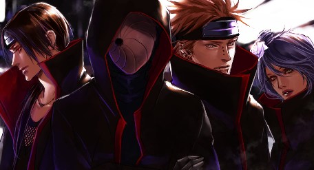 uchiha itachi, uchiha obito, konan, pain, and tobi (naruto and 1 more) drawn by lily_(artist)