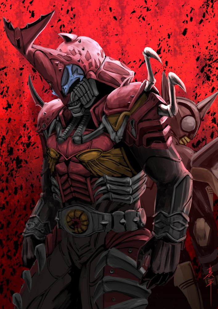 kamen rider punch hopper and another kabuto (kamen rider and 1 more) drawn by shinpei_(shimpay)
