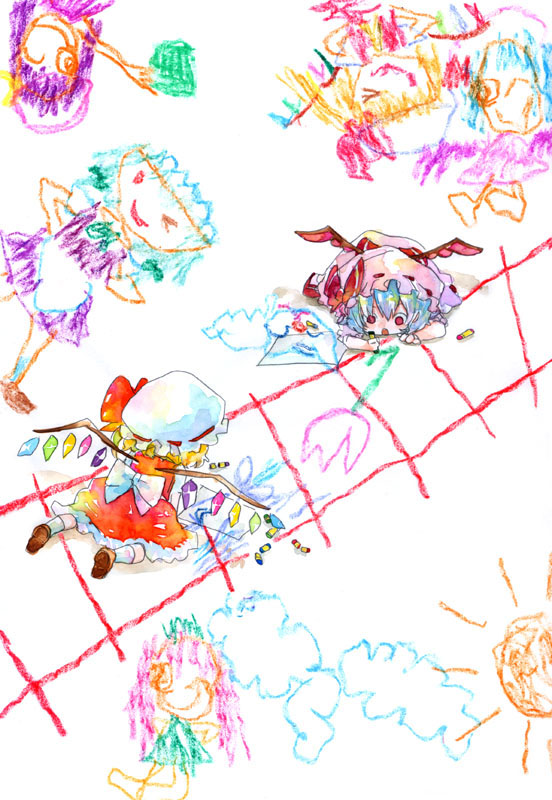 remilia scarlet and flandre scarlet (touhou) drawn by yaka_(pixiv13345828)