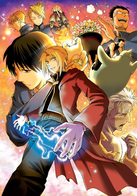 edward elric, alphonse elric, riza hawkeye, roy mustang, greed, and 6 more (fullmetal alchemist) drawn by omega_2-d