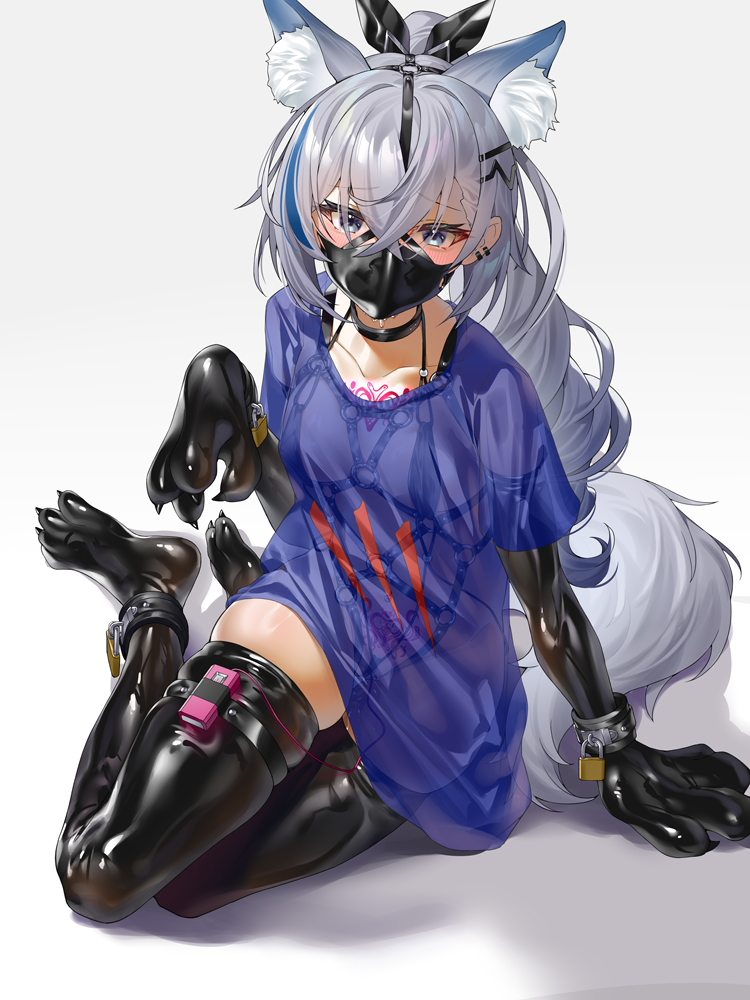 silver wolf (honkai and 1 more) drawn by ginklaga