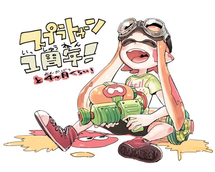 inkling player character and inkling girl (splatoon and 1 more) drawn by ikeda_keisuke