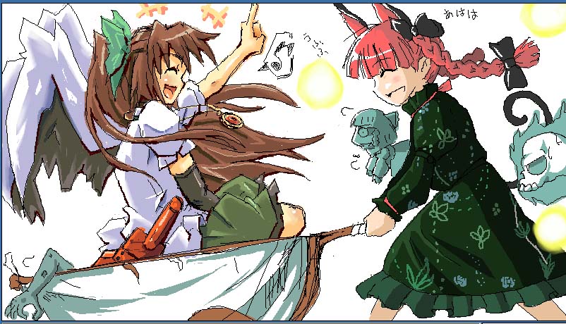 kaenbyou rin and reiuji utsuho (touhou) drawn by shin'ya_(nanp)