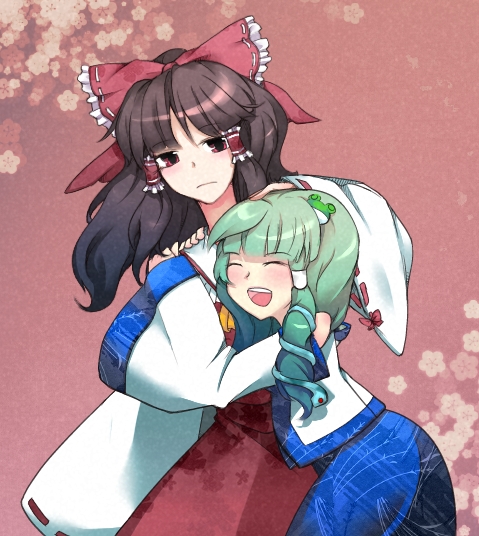 hakurei reimu and kochiya sanae (touhou) drawn by miranko