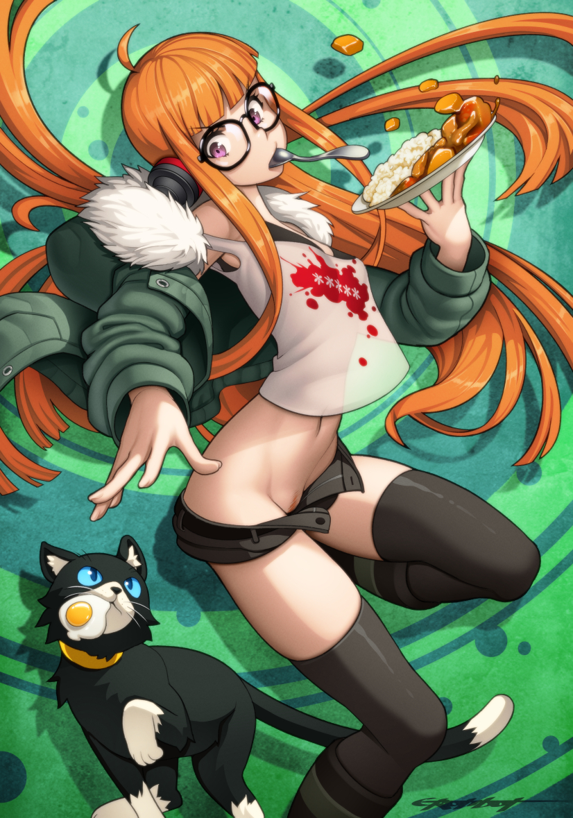 sakura futaba and morgana (persona and 1 more) drawn by erotibot