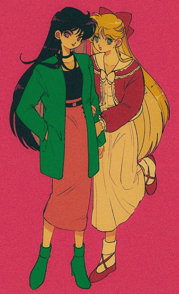 aino minako and hino rei (bishoujo senshi sailor moon) drawn by pikurusu