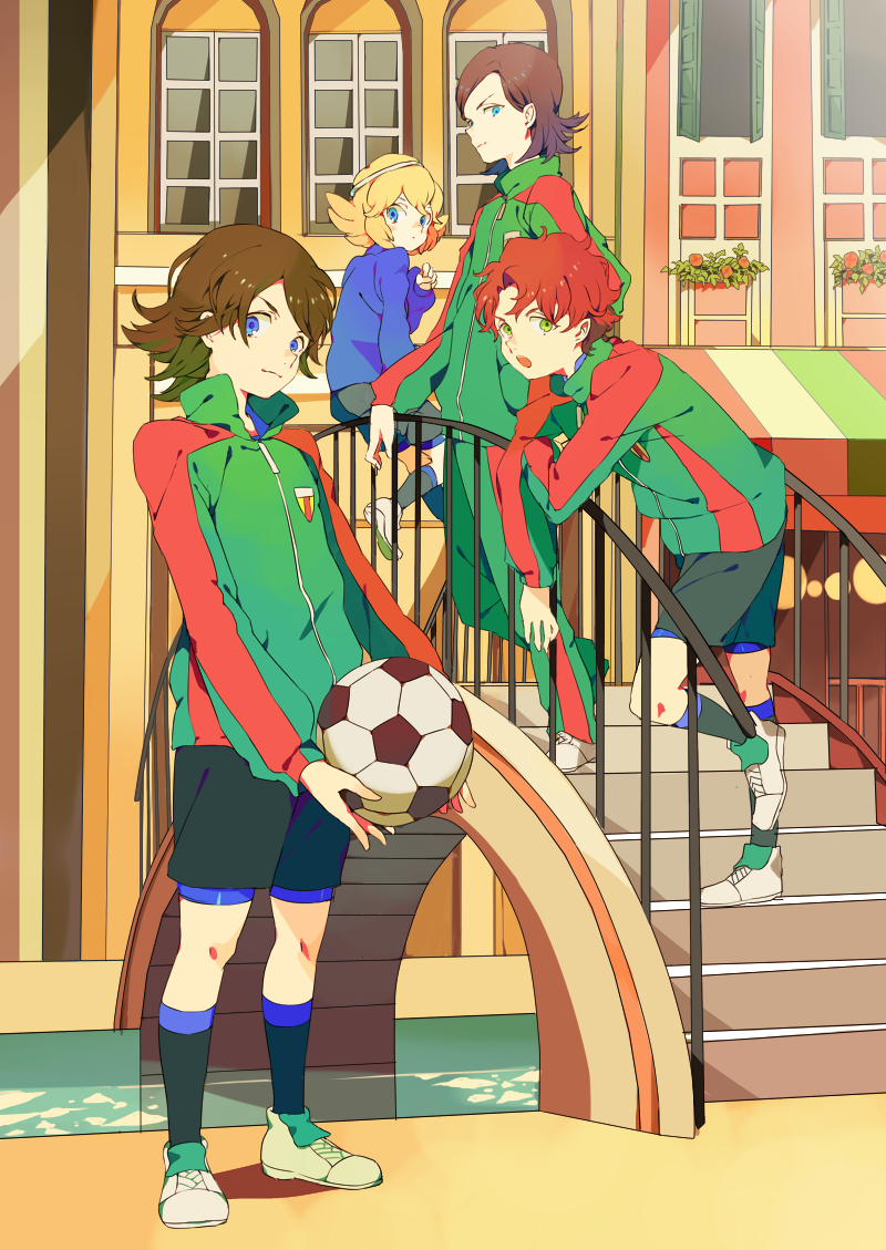 fideo aldena, angelo gabrini, gianluca zanardi, and marco maseratti (inazuma eleven) drawn by kawwa
