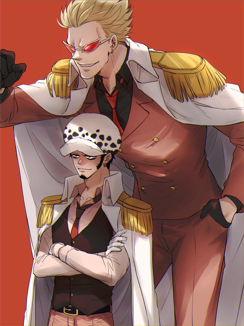 trafalgar law and donquixote doflamingo (one piece) drawn by cheese_neko3