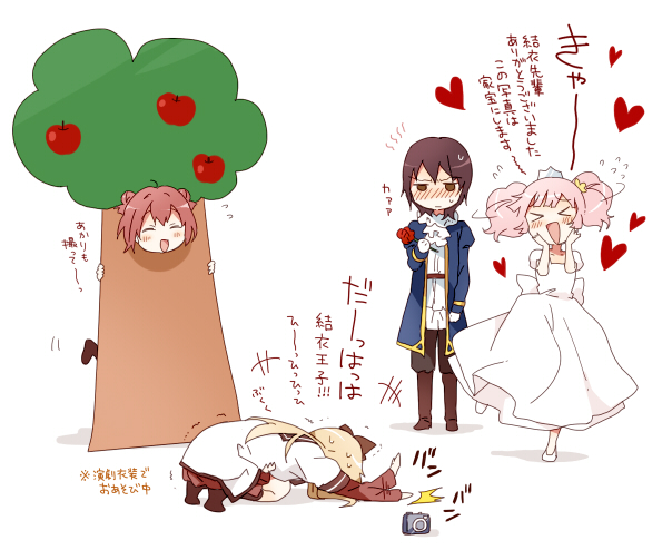 toshinou kyouko, akaza akari, funami yui, and yoshikawa chinatsu (yuruyuri) drawn by namori