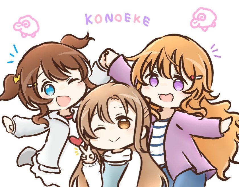 konoe kanata, konoe haruka, and konoe kanata/haruka's mother (love live! and 1 more) drawn by zyagazyaga117