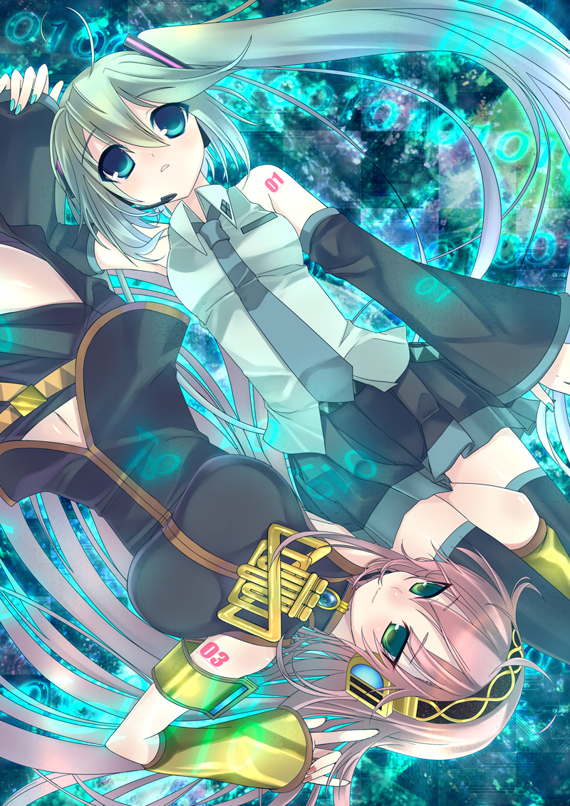 hatsune miku and megurine luka (vocaloid) drawn by tahya