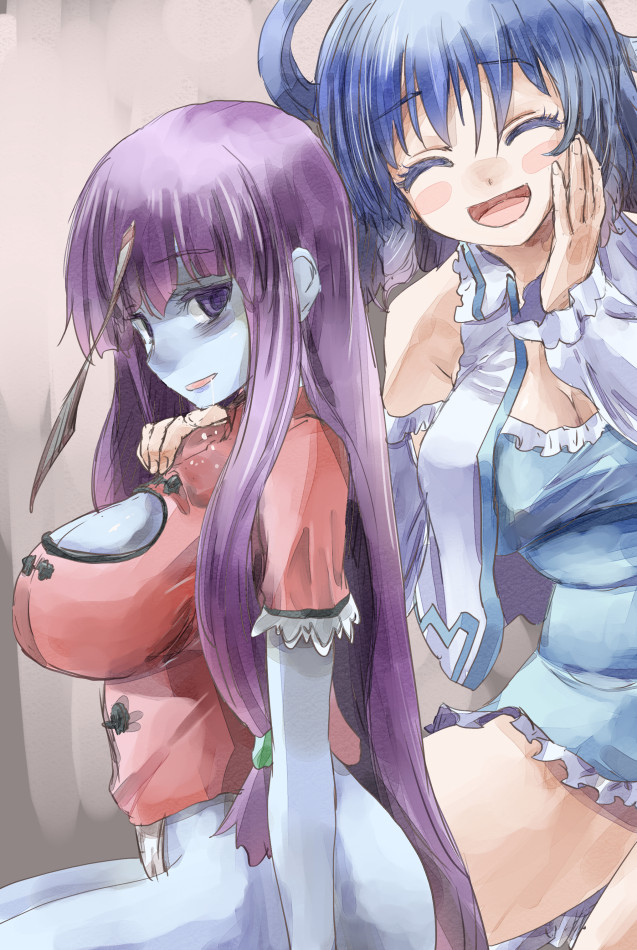 patchouli knowledge, kaku seiga, and miyako yoshika (touhou) drawn by yohane