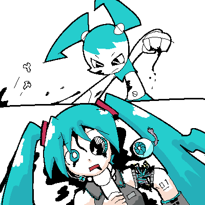 hatsune miku and jenny wakeman (vocaloid and 1 more) drawn by minuspal