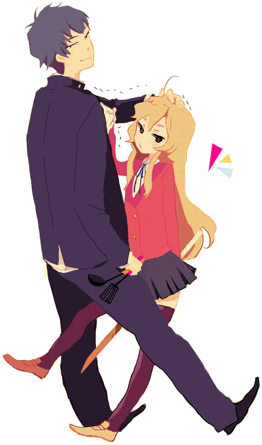 aisaka taiga and takasu ryuuji (toradora!) drawn by johnson
