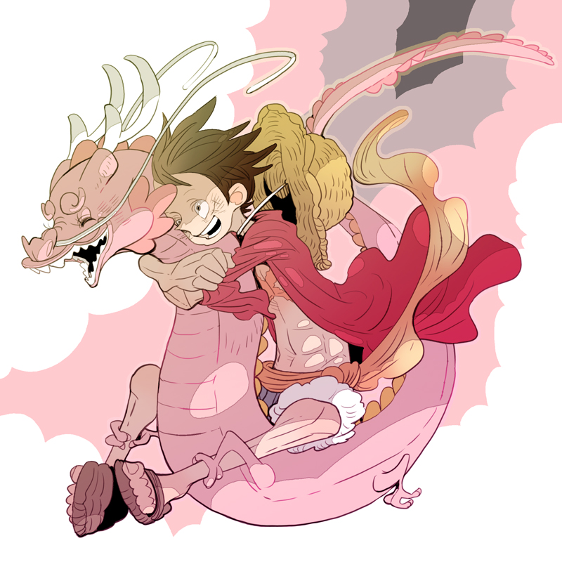 monkey d. luffy and kouzuki momonosuke (one piece) drawn by manntennya