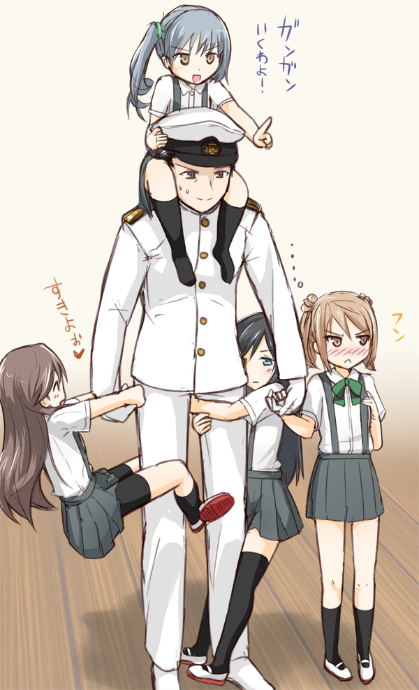 admiral, asashio, kasumi, michishio, and arashio (kantai collection) drawn by kuase