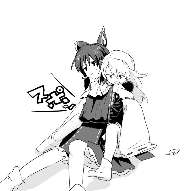 hakurei reimu and kirisame marisa (touhou) drawn by shikushiku_(amamori_weekly)