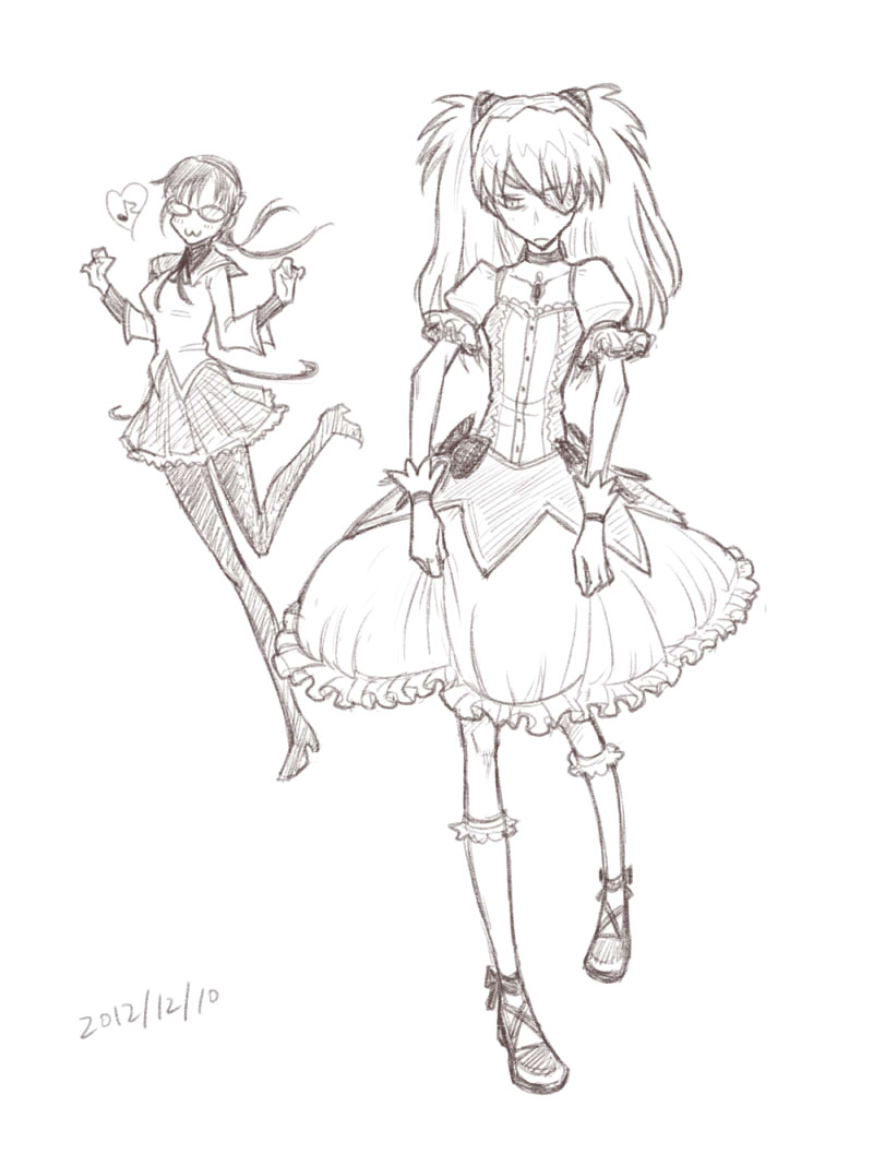 akemi homura, kaname madoka, souryuu asuka langley, and makinami mari illustrious (mahou shoujo madoka magica and 3 more) drawn by huu00