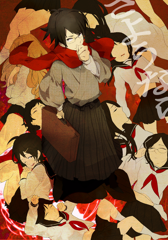 itoshiki nozomu, fuura kafuka, komori kiri, kitsu chiri, kobushi abiru, and 4 more (sayonara zetsubou sensei) drawn by nira-d
