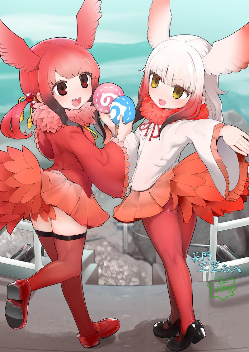 japanese crested ibis and scarlet ibis (kemono friends) drawn by nagano_(northern_nine_states)