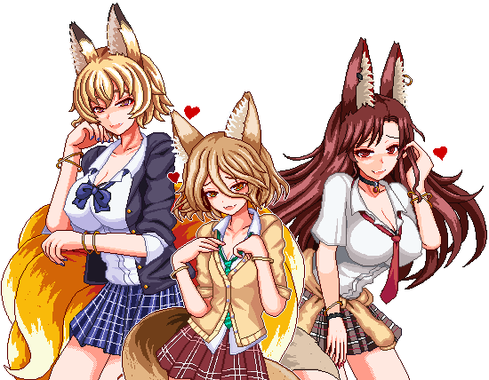 yakumo ran, imaizumi kagerou, and kudamaki tsukasa (touhou) drawn by unk_kyouso