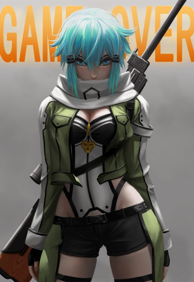 sinon (sword art online) drawn by user_mim3719