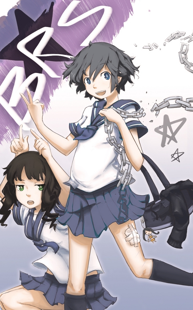 black rock shooter, dead master, kuroi mato, and takanashi yomi (black rock shooter) drawn by francisco_valle
