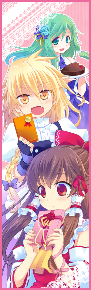 hakurei reimu, kirisame marisa, and kochiya sanae (touhou) drawn by soukuu_kizuna
