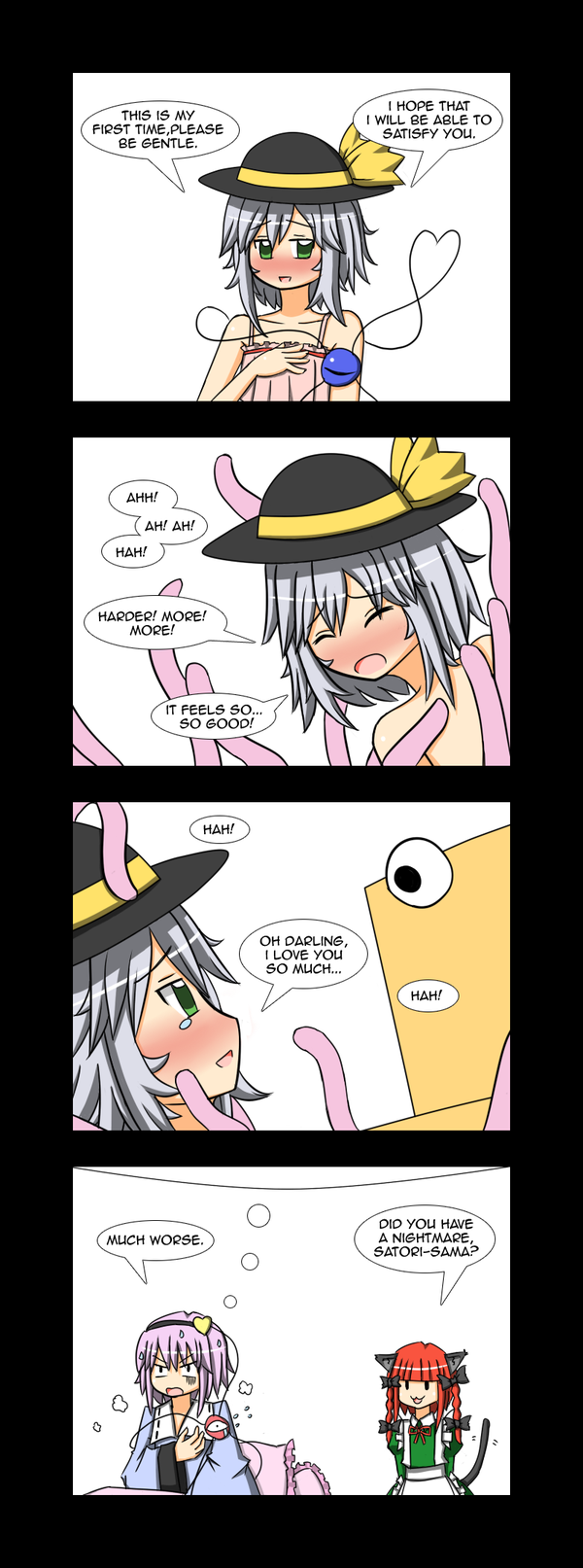 komeiji koishi, komeiji satori, kaenbyou rin, and pyonta (touhou) drawn by lunarisaileron