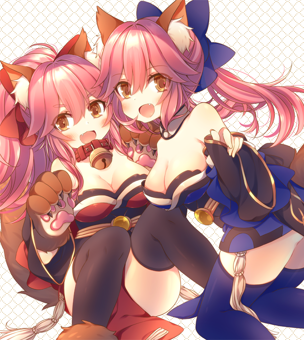 tamamo, tamamo no mae, and tamamo cat (fate and 1 more) drawn by anju_(mocomocousagi)
