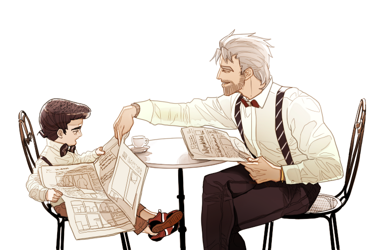 joseph joestar and higashikata josuke (jojo no kimyou na bouken and 1 more) drawn by 60_(klioo1)