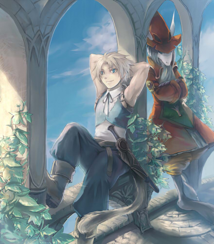 zidane tribal and freija crescent (final fantasy and 1 more) drawn by kiri_(regulaton)