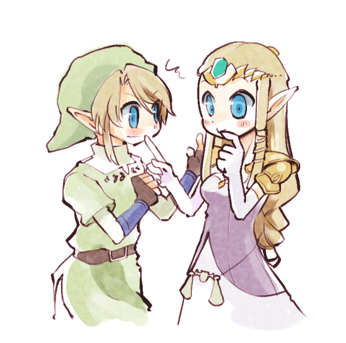 link and princess zelda (the legend of zelda and 1 more) drawn by aura_(a440)