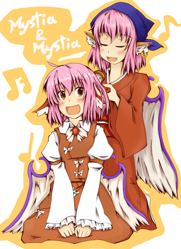 mystia lorelei and okamisty (touhou) drawn by kuroneko_(kuroi-neko)