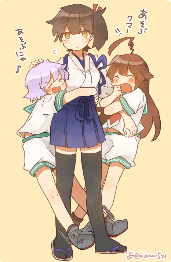 kaga, kuma, and tama (kantai collection) drawn by ina_(1813576)