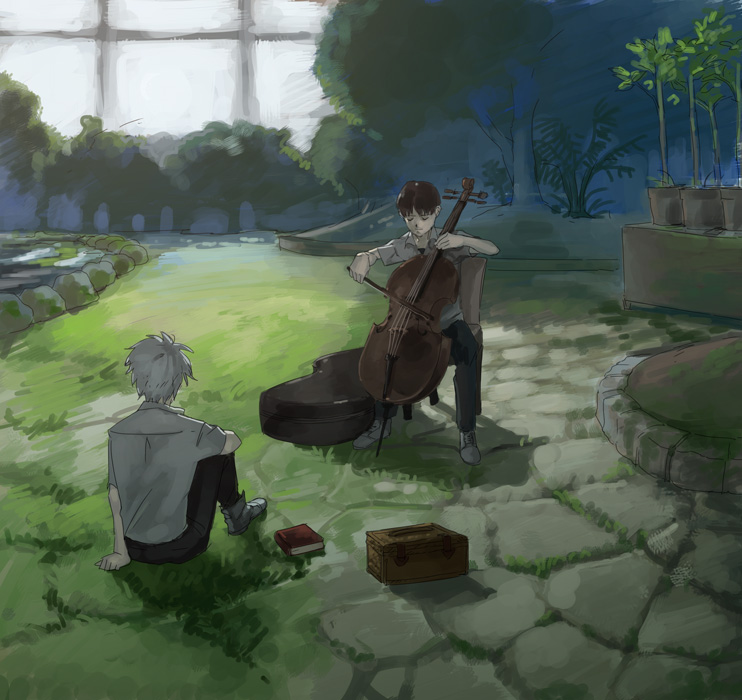ikari shinji and nagisa kaworu (neon genesis evangelion and 2 more) drawn by ryou-zyx