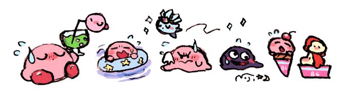kirby, waddle dee, gooey, and ice kirby (kirby) drawn by niji2010