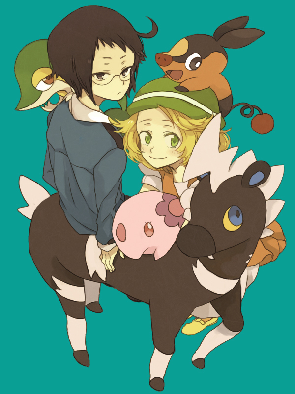 snivy, bianca, tepig, cheren, munna, and 1 more (pokemon and 1 more) drawn by yan_(artist)