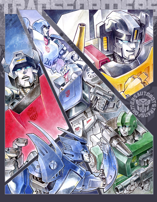 sideswipe, mirage, hound, blurr, sunstreaker, and 1 more (transformers and 1 more) drawn by ai-eye
