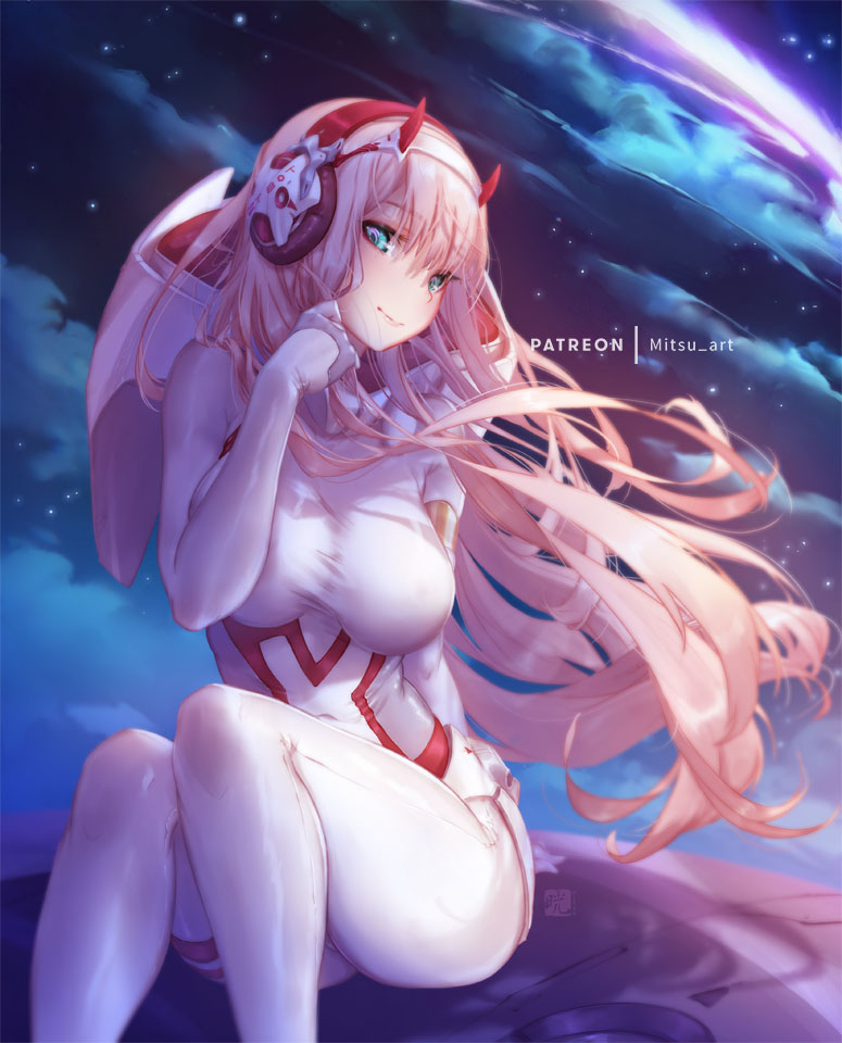zero two (darling in the franxx) drawn by mitsu_(mitsu_art)