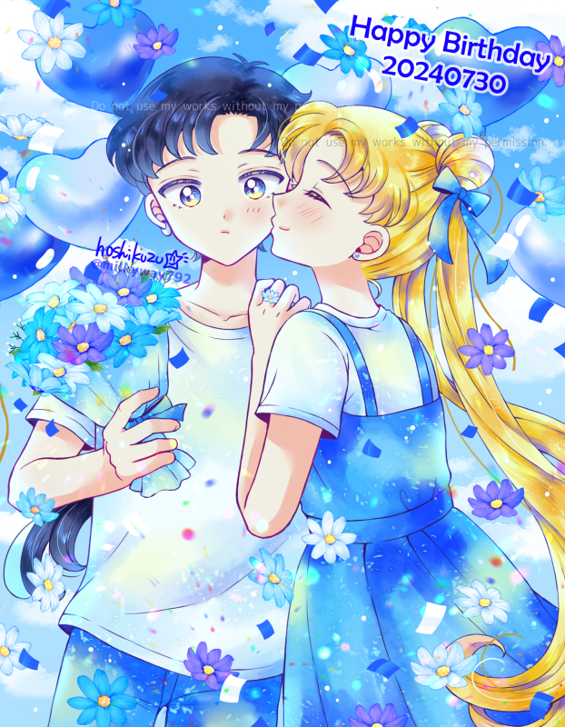 tsukino usagi and seiya kou (bishoujo senshi sailor moon and 1 more) drawn by hoshikuzu_(milkyway792)