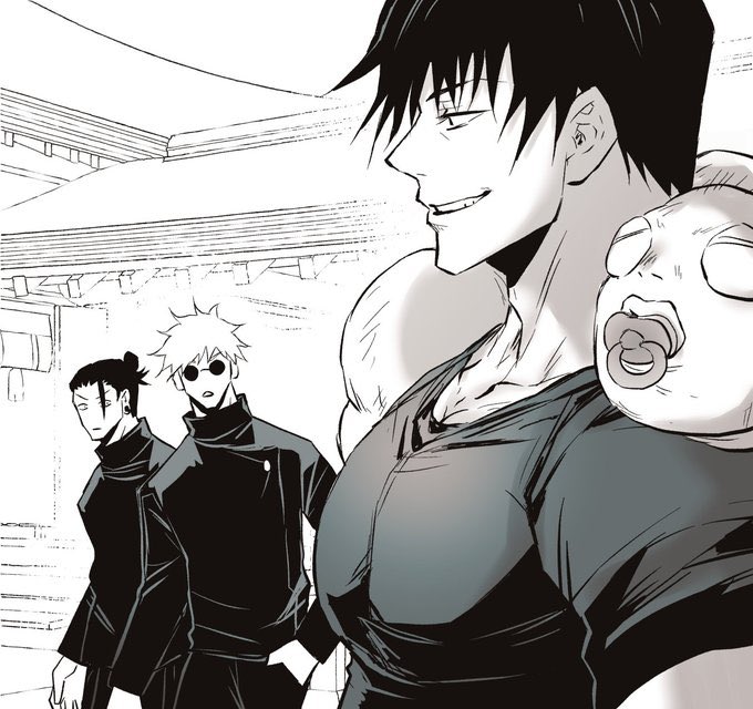 gojou satoru, getou suguru, fushiguro touji, and inventory curse (jujutsu kaisen) drawn by nejmai2