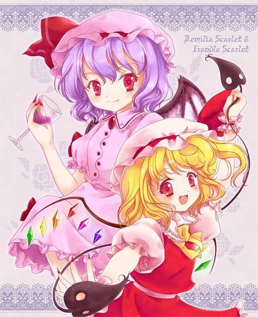 remilia scarlet and flandre scarlet (touhou) drawn by iris_anemone