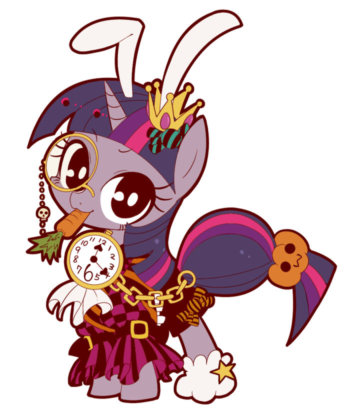 white rabbit and twilight sparkle (alice's adventures in wonderland and 2 more) drawn by sikaku367