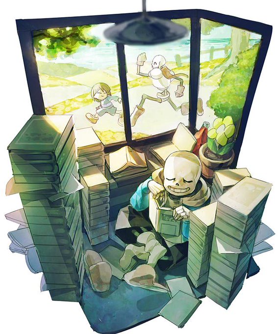 frisk, sans, papyrus, and flowey (undertale) drawn by dosei