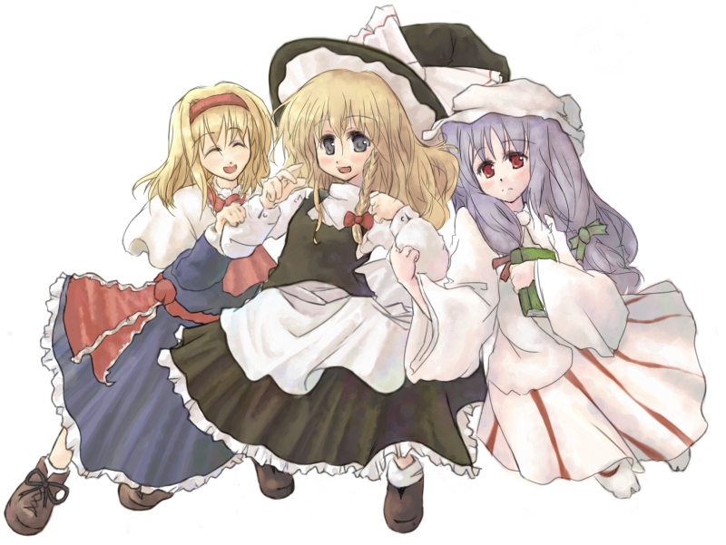 kirisame marisa, alice margatroid, and patchouli knowledge (touhou) drawn by tes_(unpre)