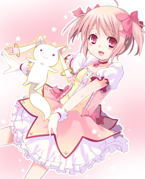 kaname madoka and kyubey (mahou shoujo madoka magica) drawn by rubi-sama