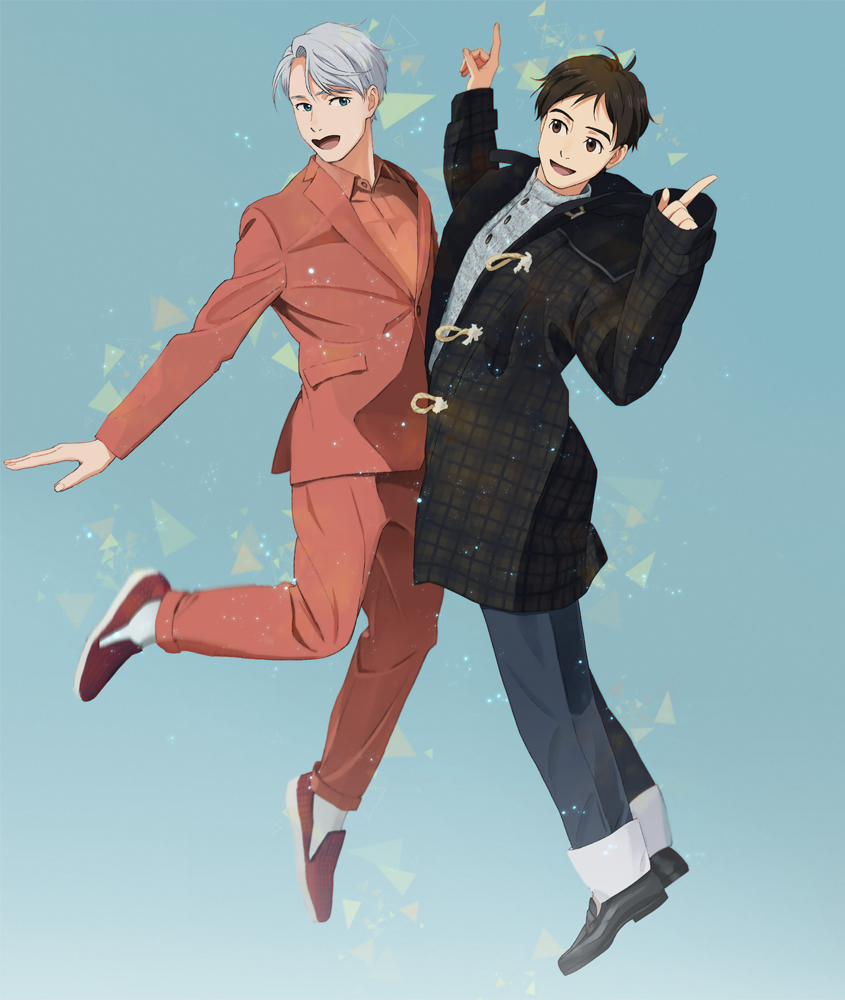 katsuki yuuri and viktor nikiforov (yuri!!! on ice) drawn by cacao_(umri)