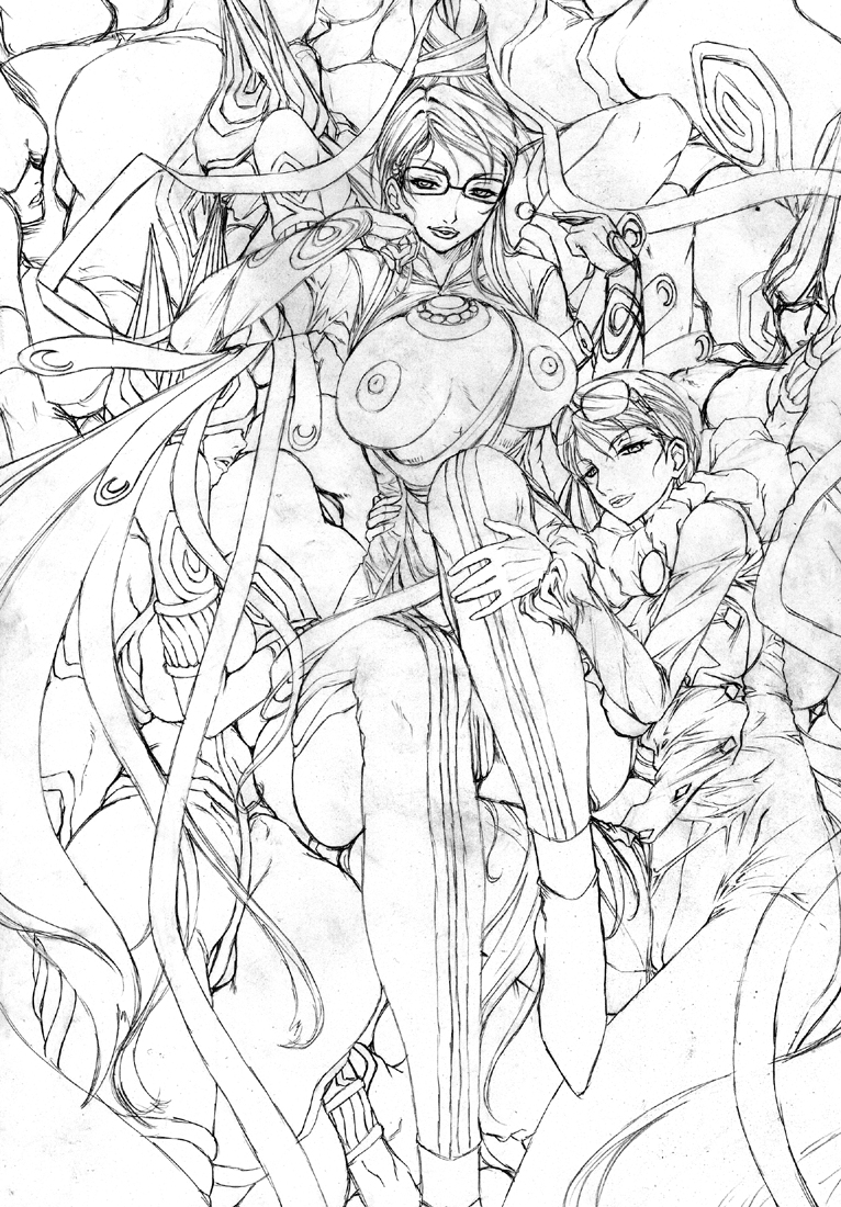 bayonetta, jeanne, and joy (bayonetta and 1 more) drawn by juubaori_mashumaro